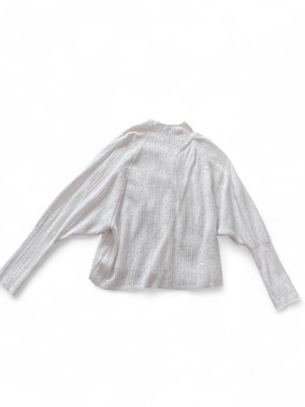 Express Cream Ribbed Long-Sleeve Mock Neck Sweater